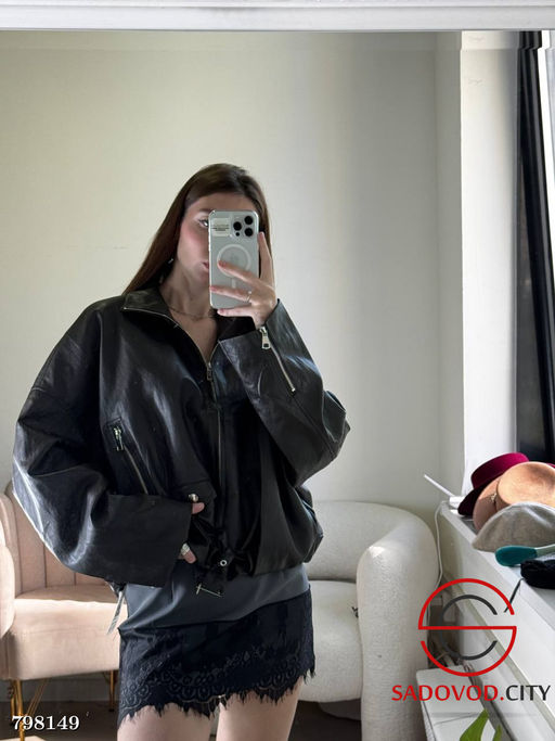 Куртка кожаная бомбер женская - Bruno фото 2