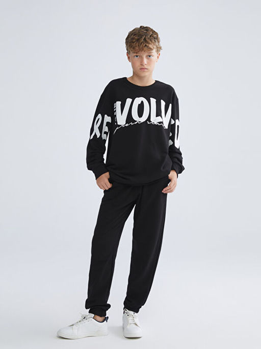 Bisiklet Yaka Bask?l? Erkek ?ocuk E?ofman Tak?m