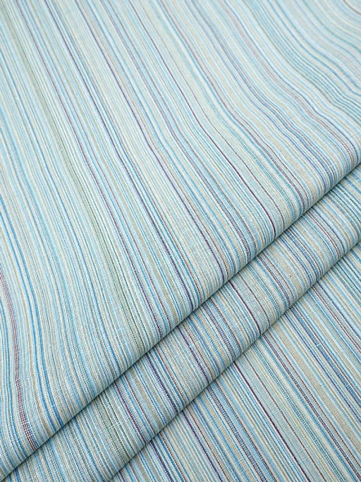 Полулен пестротканый "Бирюзово-голубой меланж - полоска", СОРТ2, ш.1.5м, лен-50%, хлопок-50%, 150гр/м.кв