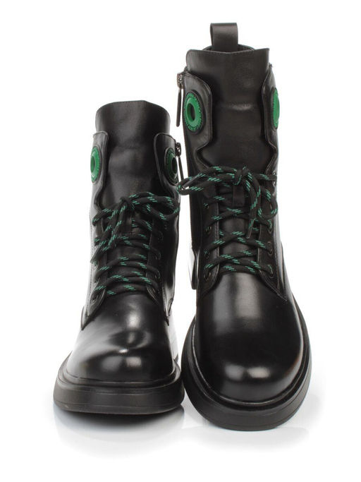01-P514-4 BLACK/GREEN Ботинки демисезонные женские (натуральная кожа, байка) - Фабричный китай фото 14