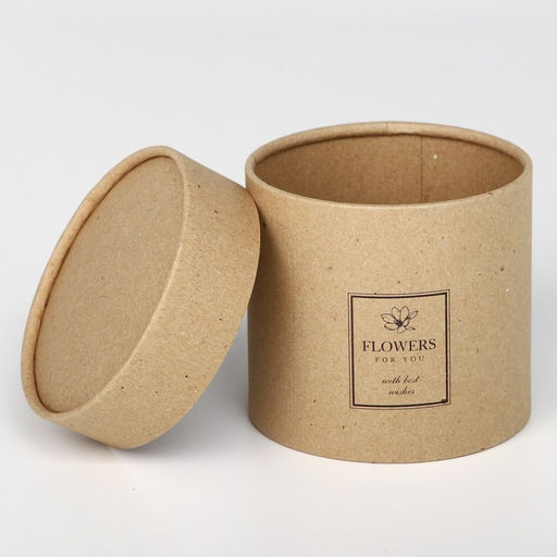 Шляпная коробка из крафта Flowers, 12 х 12 см - Дарите счастье фото 2