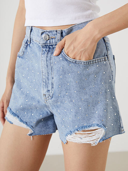 Шорты женские Mom Fit рваная отделка
