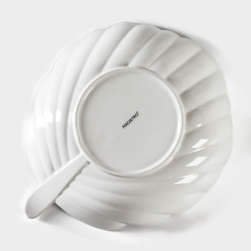 Салатник Magistro «Лист Бланш», 1.5 л, d=30 см, фарфор, белый