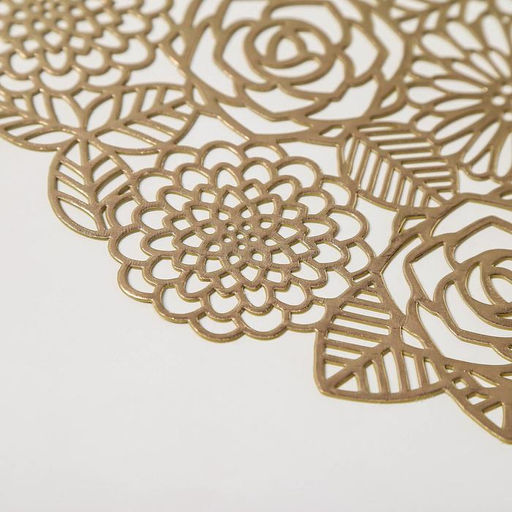 Набор салфеток сервировочных на стол Доляна Розы, 4 шт, d=38 см, цвет золотой  фото 12