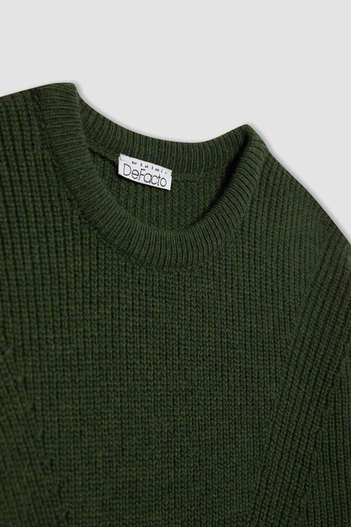 Трикотажный свитер обычного кроя с круглым вырезом - Defacto фото 8