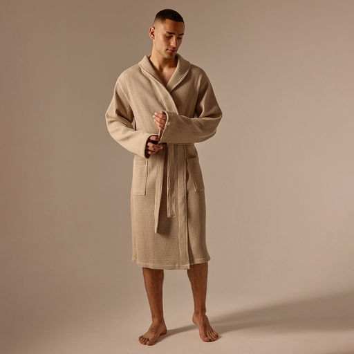 Халат вафельный мужской SL HOME: Basic «Саббиа», размер XL, хлопок 100%, коричневый