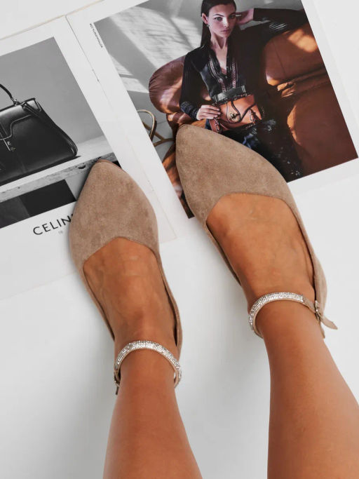 Балетки жен., бежевые, рем, э/з