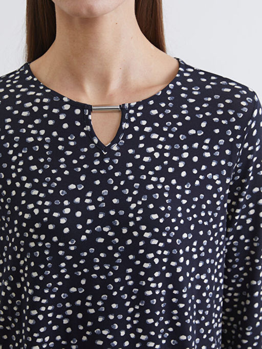 Bisiklet Yaka Puantiyeli Bluz