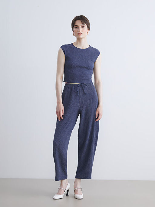 Bisiklet Yaka Dokulu Bluz