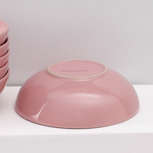 Тарелки Доляна Пастель, 18 предметов: 6 тарелок d=19 см, 6 тарелок d=27 см, 6 мисок d=19 см, керамика, розовые фото 10