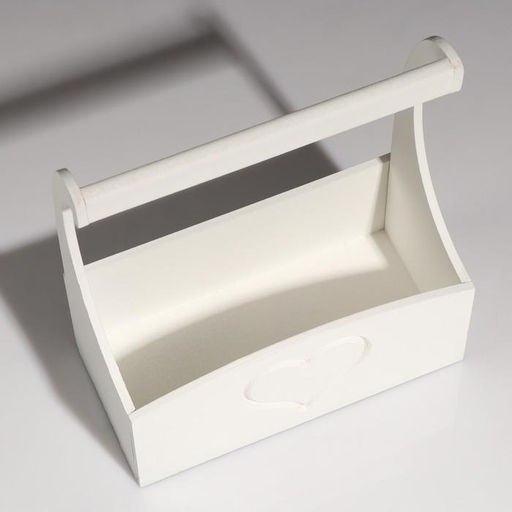 Кашпо деревянное Symmetric Heart, с ручкой, белый, 2512,510(28) см - Simaland фото 3