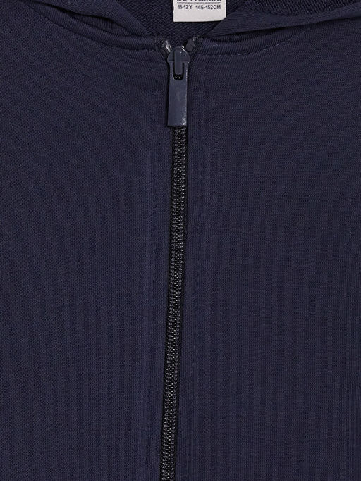 Kap??onlu K?z ?ocuk Fermuarl? Sweatshirt