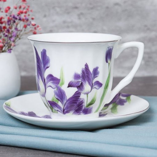 Чайный набор 12 предметов 250 мл / GF3 -12G /уп 8/ костяной фарфор Ирисы - Галеонтрейд фото 3