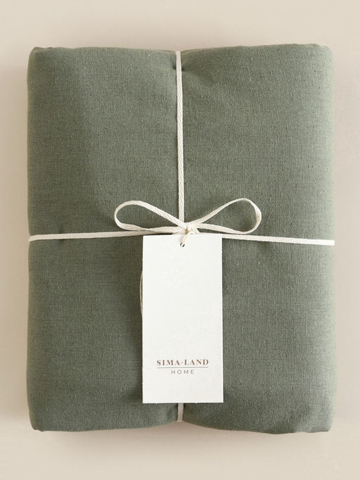 Простыня на резинке 1.5-спальная SL Home Linen collection, 140200+30 см, зелёная, полулён - Sima-land home фото 4