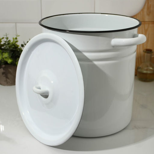 Кастрюля - бак эмалированная, 12 л, d=26 см, цилиндрическая, белая