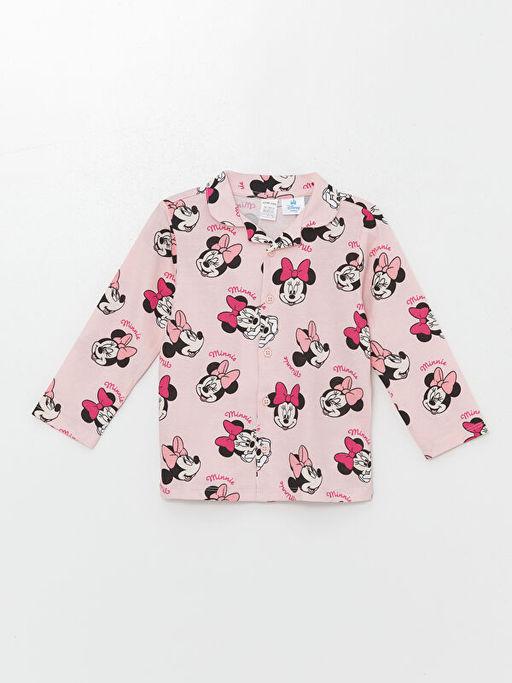 Polo Yaka Uzun Kollu Minnie Mouse Bask?l? K?z Bebek Pijama Tak?m - Waikiki фото 2