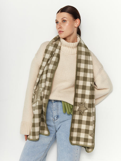 в составе ШЕРСТЬ и КАШЕМИР Большой, мягкий, теплый двусторонний палантин - Tantino фото 3