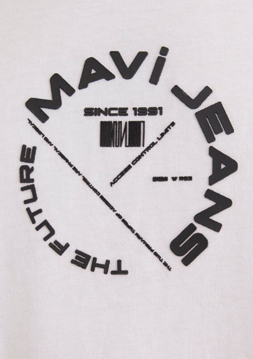 Mavi Jeans S?rt Bask?l? Beyaz Tisort  фото 7