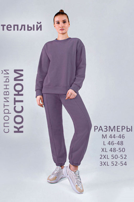 Арт. 2910 Костюм с начесом женский 44-52 (5 шт) Цвет:верх- лила, низ- лила
