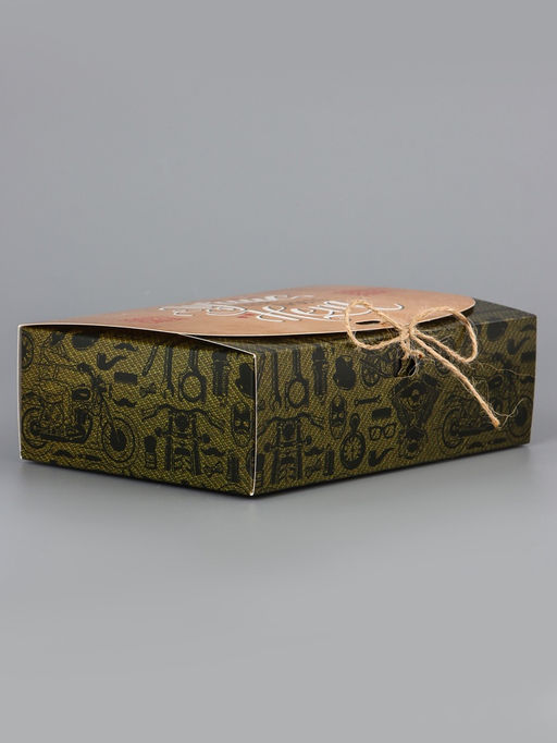 Цена за 5 шт. Подарочная коробка сборная с окном Мужская, 16.5?11, 5?5 см