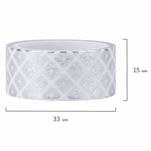 Клейкие WASHI-ленты для декора с фольгой «Серебристые»,15 мм × 3 м (набор 7 шт.) рисовая бумага