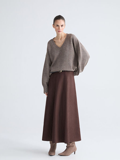 V Yaka Oversize Kad?n Triko Kazak