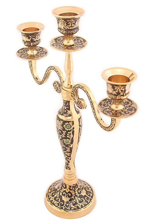 Подсвечник на 3 свечи эмаль (черная) № Кт3275/16/2 - Ганг фото 2