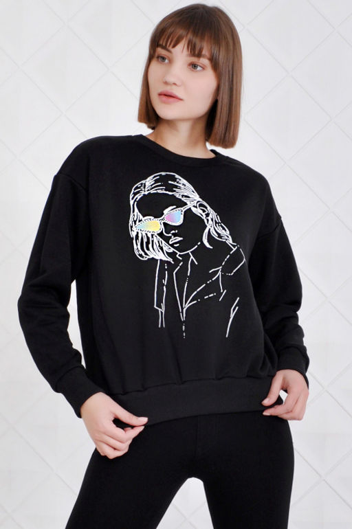 Арт. 1590 Свитшот женский 42-52 (6 шт) Цвет:черный