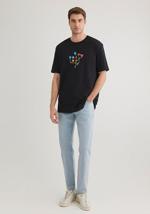 Siyah Istanbul Tisort - Mavi фото 4