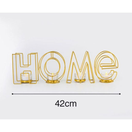 Подсвечник металлический на 4 свечи TAKE IT EASY, Home, 13.5×42 см, золото
