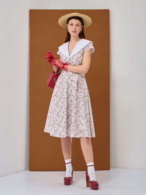 Платье с большим воротником белое OD-720-5 - Tantino фото 4