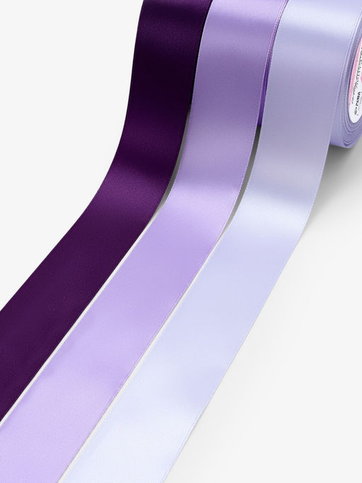 Атласная лента, набор 3 шт., 40 мм, 23±1 м, сиреневая, фиолетовая