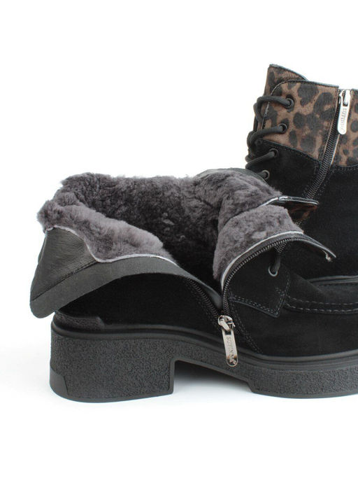04-M512B-531-2M-14 BLACK Ботинки зимние женские (натуральная замша, натуральный мех) - Фабричный китай фото 4