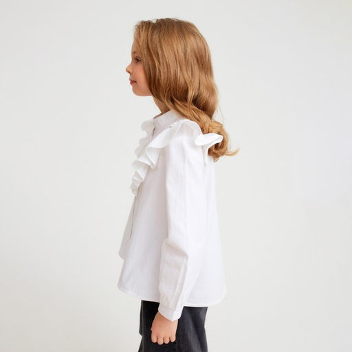 Блузка для девочки MINAKU: Cotton collection, белая, рост 128 см