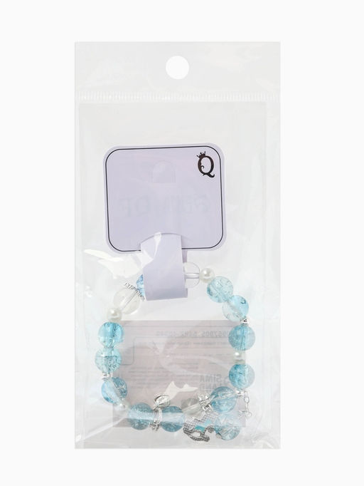 Браслет с подвесками "Сахарный" лошадка, шар №10/8, цвет бело-голубой в серебре