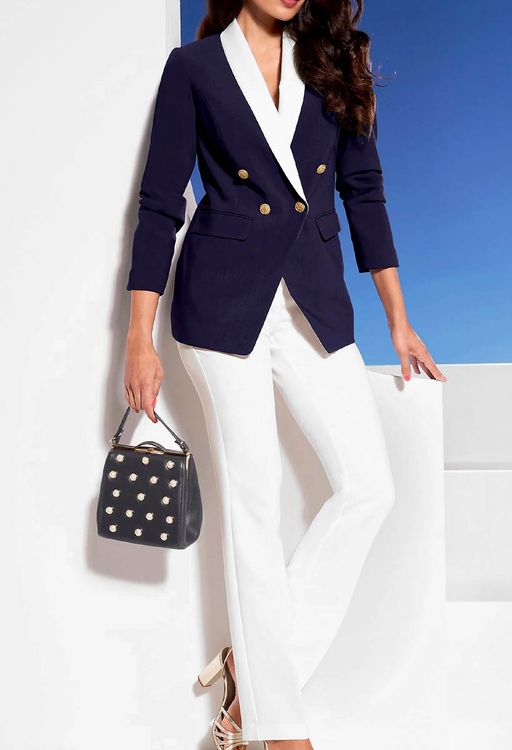 Брючный костюм, синий-охра - Ashley brooke фото 6