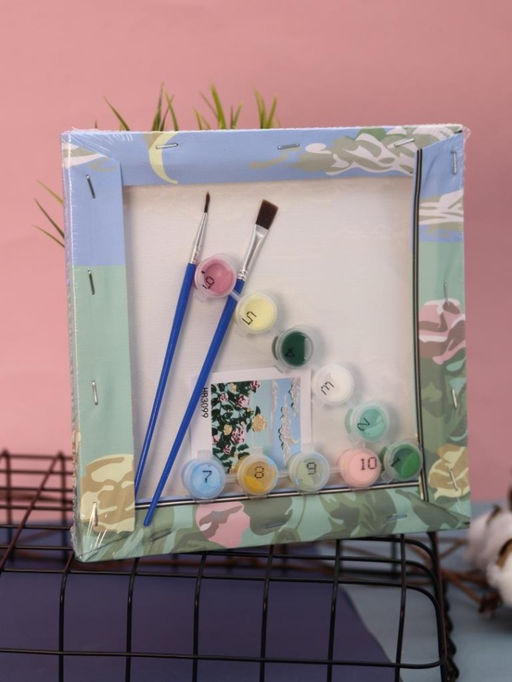 Картина по номерам на подрамнике Draw Me! Yellow-pink flowers, (20*20 см)