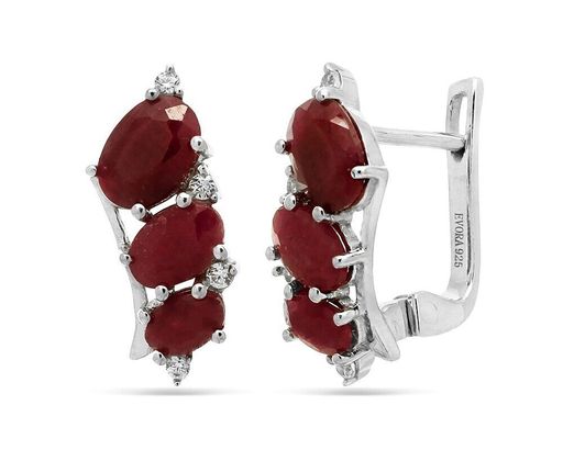 Серьги из серебра рубин корунд, Амичи