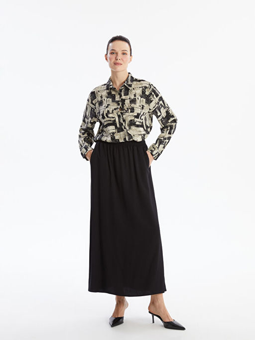 Kad?n Beli Lastikli D?z Etek