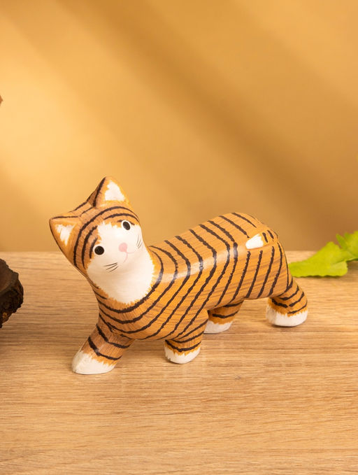 Сувенир «Полосатая кошка», 11×3×9 см, дерево, МИКС
