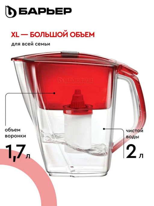 АКЦИЯ 1+1  -25% Кувшин Гранд Нео (механический индикатор) 4,2л, рубин, Барьер  фото 4