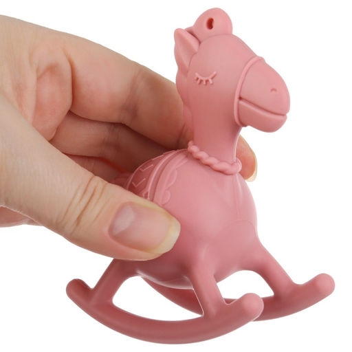 Игрушка - прорезыватель силиконовый с погремушкой Крошка Я Лошадка, розовый