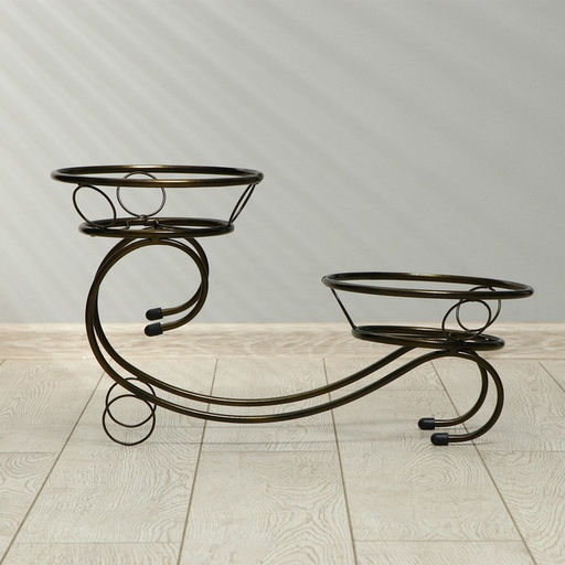 Подставка для цветов, напольная, на 2 горшка, d=14 см, бронзовая, «Букет»