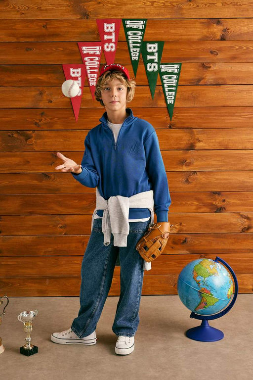 Новый свитшот стандартного кроя для мальчиков с полуводолазкой - Defacto фото 3