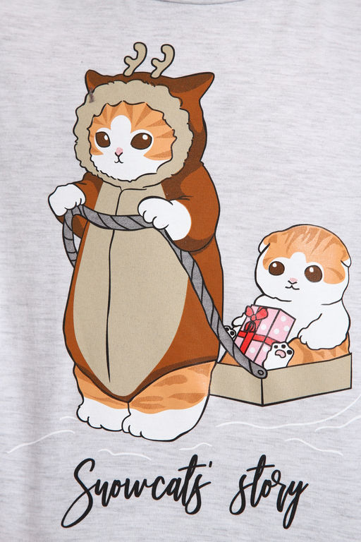 Пижама для девочки ПД-019-073 Кот Новый год