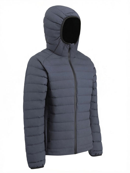 Куртка мужская стёганая с капюшоном с графеновой подкладкой темно-серого цвета 9623_1TC