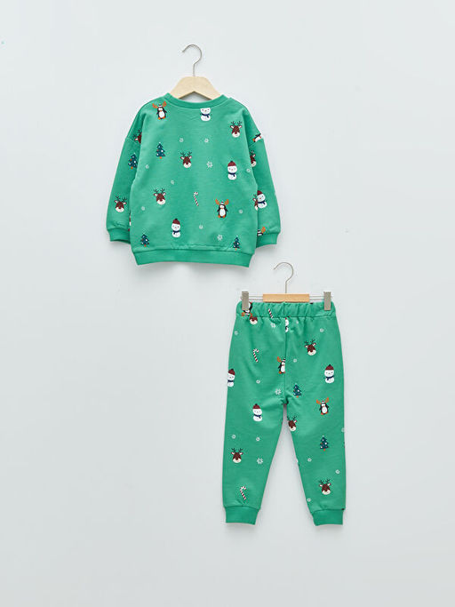 Bisiklet Yaka Uzun Kollu Y?lba?? Temal? Erkek Bebek Sweatshirt ve Pantolon 2li Tak?m - Waikiki фото 2