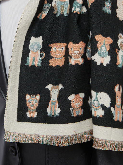 в составе ШЕРСТЬ и КАШЕМИР  Большой, мягкий, теплый двусторонний палантин с принтом. - Tantino фото 4