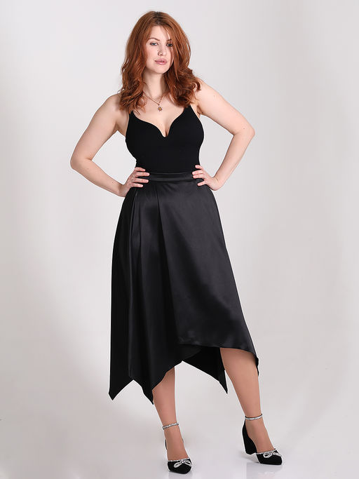 Юбка черная атласная асимметричная - Almond фото 2