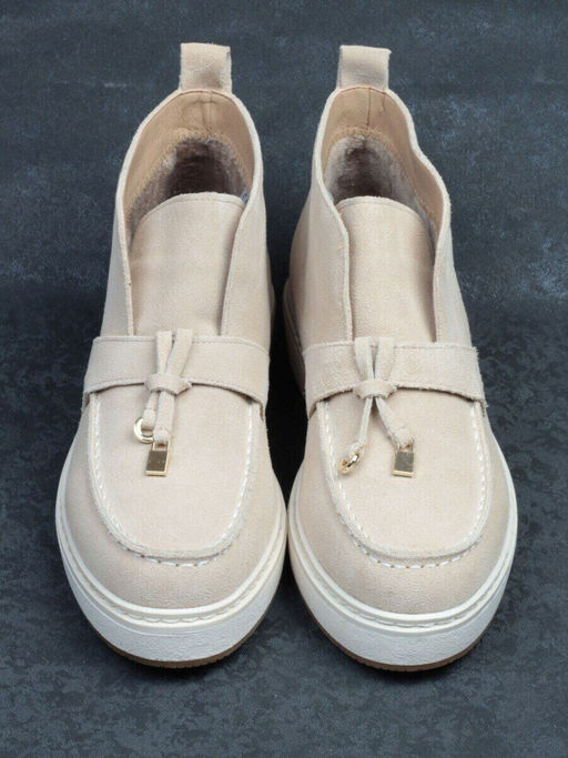 01-5172-5 BEIGE Ботинки женские демисезонные (натуральная замша, байка)